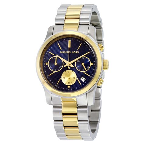 michael kors watch mk-6165|Michael Kors Women’s Chronograph Runway Two Tone Silver .